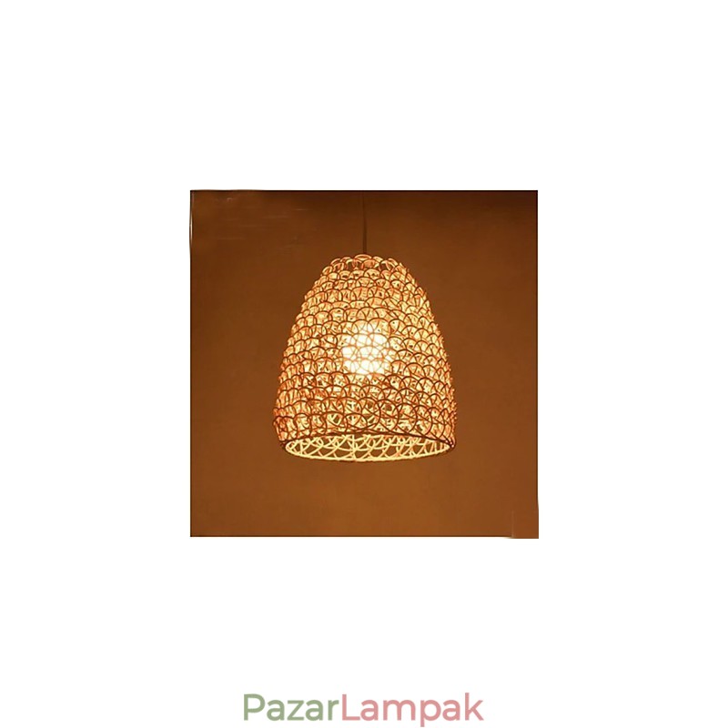 Retro kerek rattan kerti lámpaernyő
