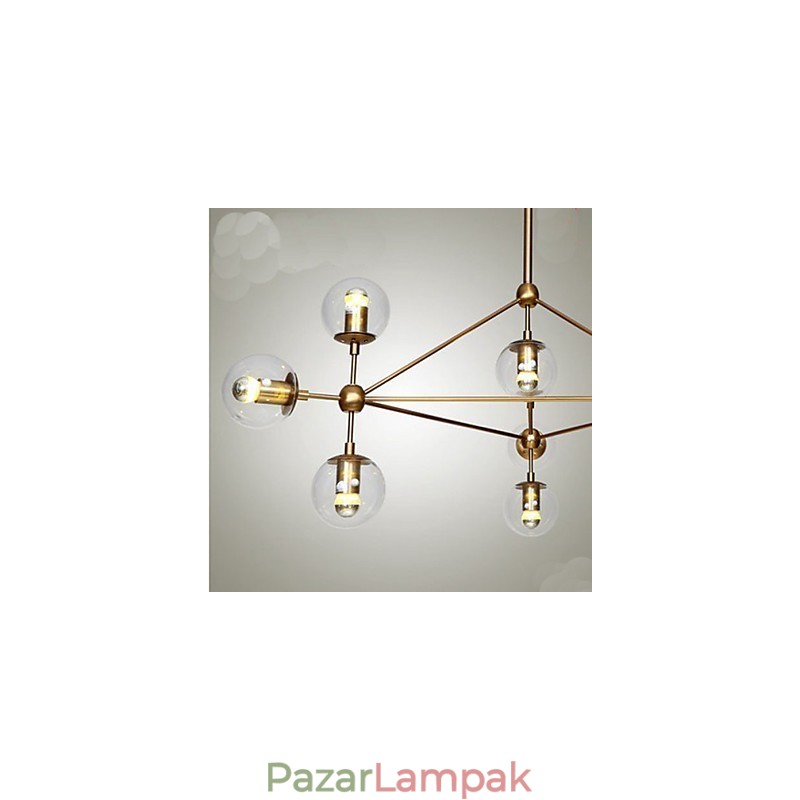 Golden Beans Chandelier 10 Light üvegernyővel