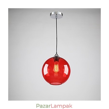 Modern üveg függőlámpa kerek piros buborék kivitelben Modern üveg függőlámpa kerek piros buborék kivitelben