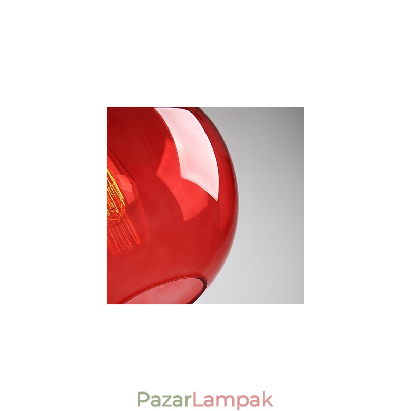 Modern üveg függőlámpa kerek piros buborék kivitelben