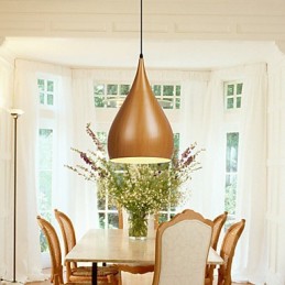Retro Pendant Light Wood Grain Metal Cafe függőlámpák