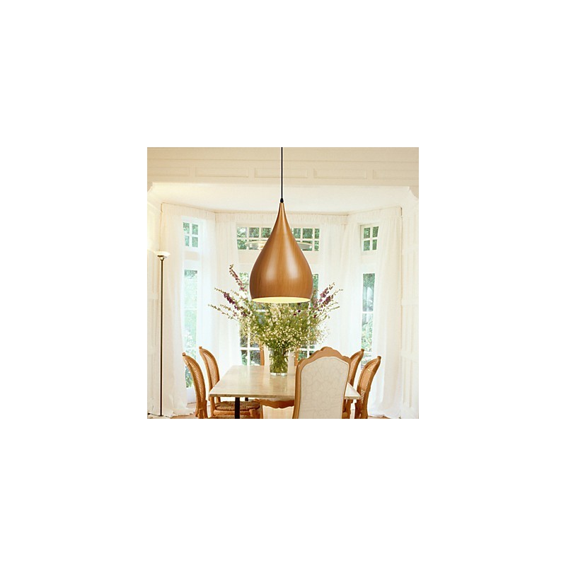 Retro Pendant Light Wood Grain Metal Cafe függőlámpák