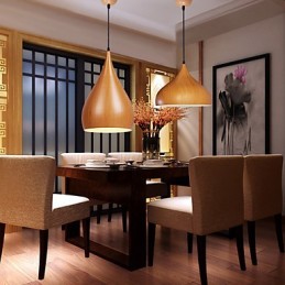 Retro Pendant Light Wood Grain Metal Cafe függőlámpák