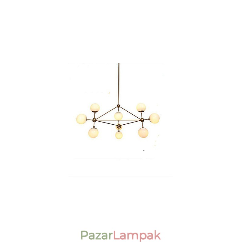 Golden Beans Chandelier 10 Light üvegernyővel