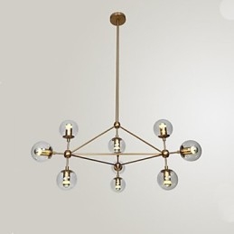Golden Beans Chandelier 10 Light üvegernyővel