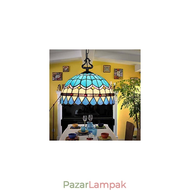 Európai vidéki kreatív művészetek ókori módozatait visszaállító ólomüveg csillár Lámpafény