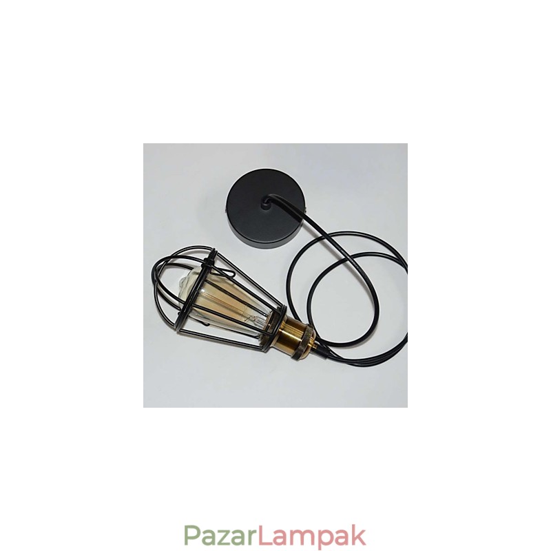LOFT lámpa Vintage függőlámpa Edison Light Balck vas fém kalickás lámpaernyő Raktári stílusú lámpatest