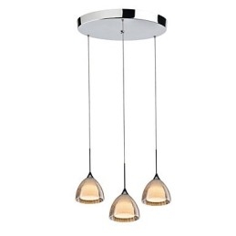 3 Könnyű Kétrétegű Pendant Island Light repedéses üveg polírozott króm