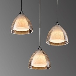 3 Könnyű Kétrétegű Pendant Island Light repedéses üveg polírozott króm