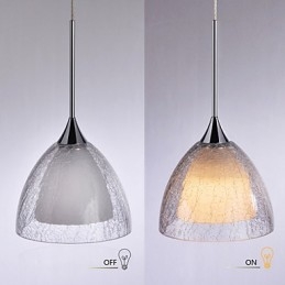 3 Könnyű Kétrétegű Pendant Island Light repedéses üveg polírozott króm