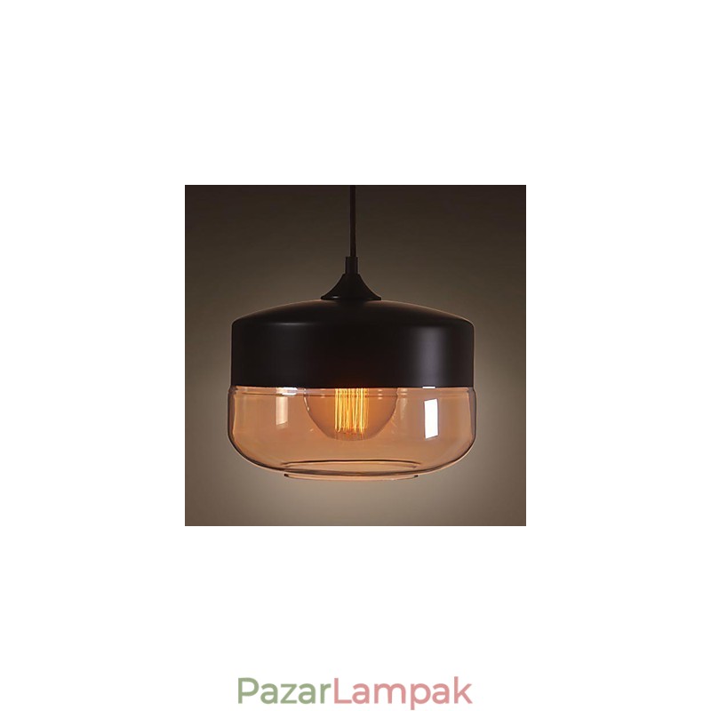 WestMenLights Vintage Modern festett üveg mennyezeti lámpa függőlámpa fekete 250mm átmérő