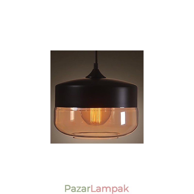 WestMenLights Vintage Modern festett üveg mennyezeti lámpa függőlámpa fekete 250mm átmérő