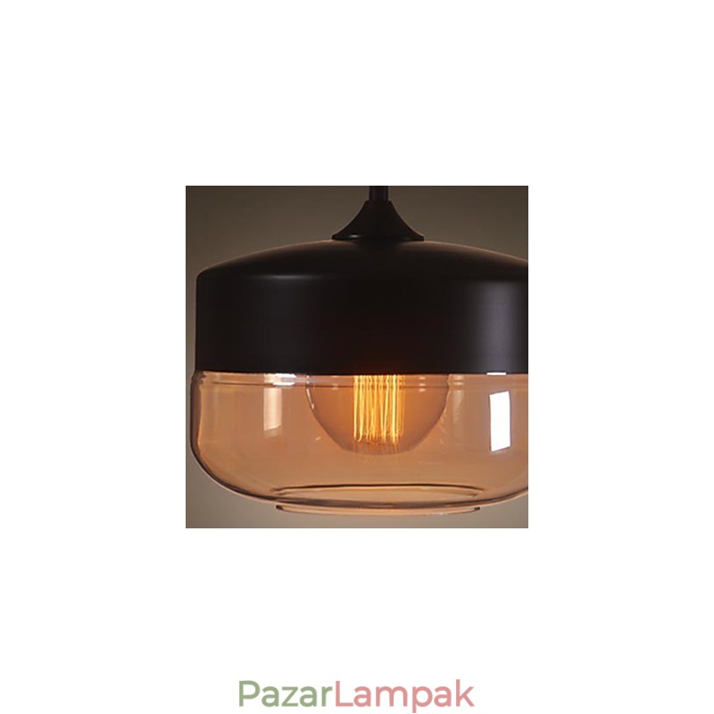 WestMenLights Vintage Modern festett üveg mennyezeti lámpa függőlámpa fekete 250mm átmérő