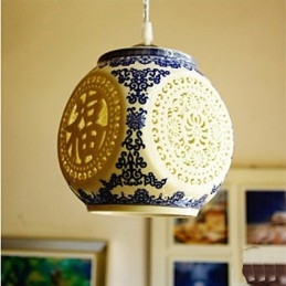 Retro kerámia lámpa lámpa Stairs Blue Single Head Chandelier Creative