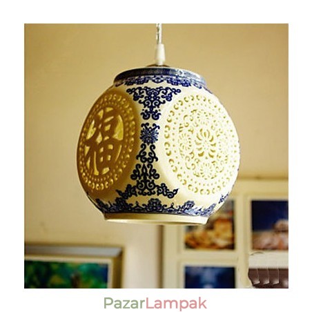 Retro kerámia lámpa lámpa Stairs Blue Single Head Chandelier Creative Retro kerámia lámpa lámpa Stairs Blue Single Head Chandelier Creative