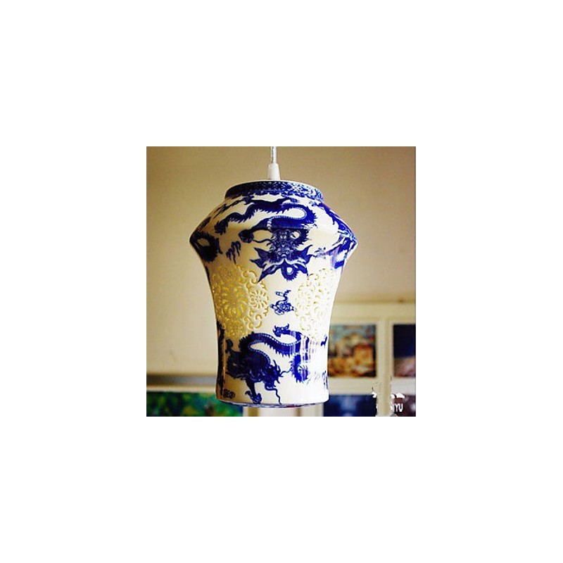 Retro kerámia lámpa lámpa Stairs Blue Single Head Chandelier Creative
