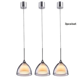 1 Light Kétrétegű Pendant Island Light átlátszó üveg polírozott króm