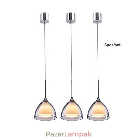 1 Light Kétrétegű Pendant Island Light átlátszó üveg polírozott króm