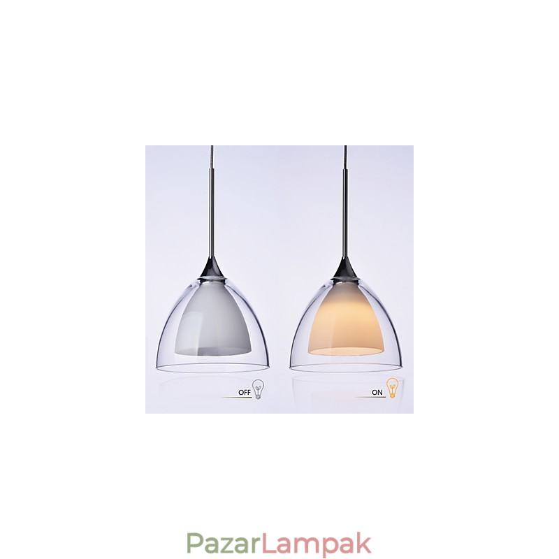 1 Light Kétrétegű Pendant Island Light átlátszó üveg polírozott króm