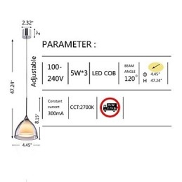 1 Light Kétrétegű Pendant Island Light átlátszó üveg polírozott króm