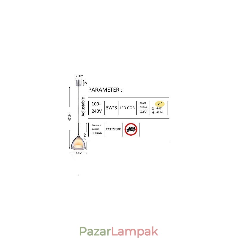 1 Light Kétrétegű Pendant Island Light átlátszó üveg polírozott króm