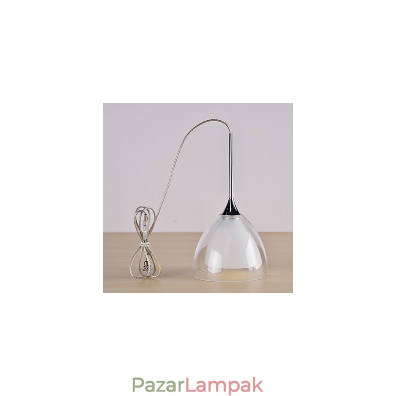 1 Light Kétrétegű Pendant Island Light átlátszó üveg polírozott króm