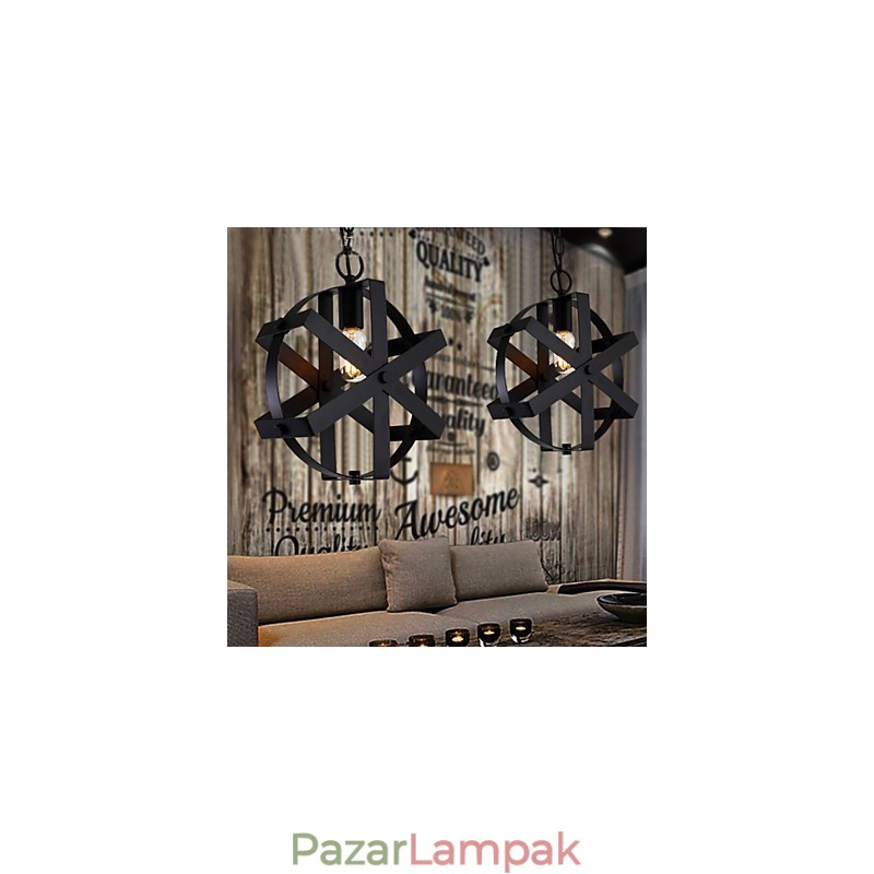 Vintage stílusú ipari kerek függesztékes tetőtéri lakberendezési dekoratív csillár