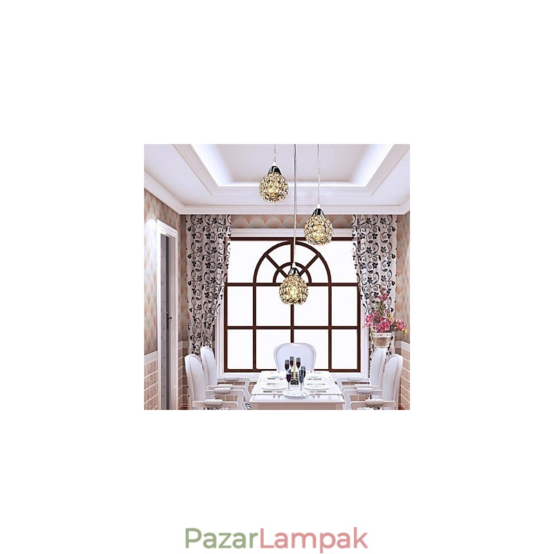 Modern, modern kristályból galvanizált fém függőlámpa