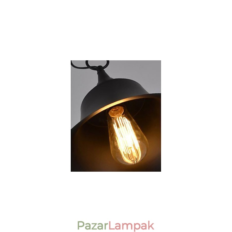 Közepes vintage matt fekete harang alakú fém függőlámpa
