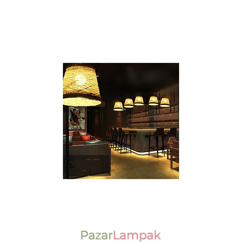 Modern vidéki Cany Art szőtt rattan egyfejű csepplámpás lámpa
