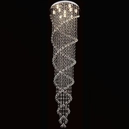 Mennyezeti csillár függő lámpatestek K9 kristály dupla spirállal D70CM H300CM