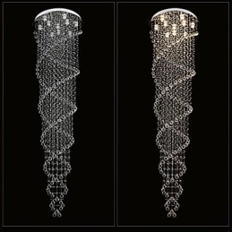 Mennyezeti csillár függő lámpatestek K9 kristály dupla spirállal D70CM H300CM