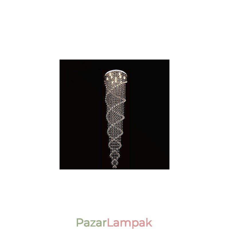 Mennyezeti csillár függő lámpatestek K9 kristály dupla spirállal D70CM H300CM