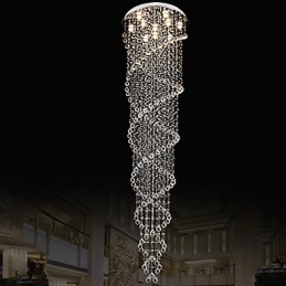 Mennyezeti csillár függő lámpatestek K9 kristály dupla spirállal D70CM H300CM