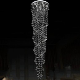 Mennyezeti csillár függő lámpatestek K9 kristály dupla spirállal D70CM H300CM