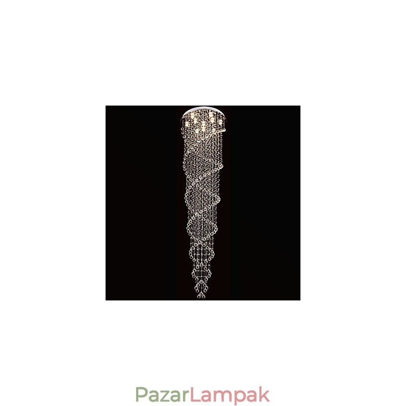 Mennyezeti csillár függő lámpatestek K9 kristály dupla spirállal D70CM H300CM