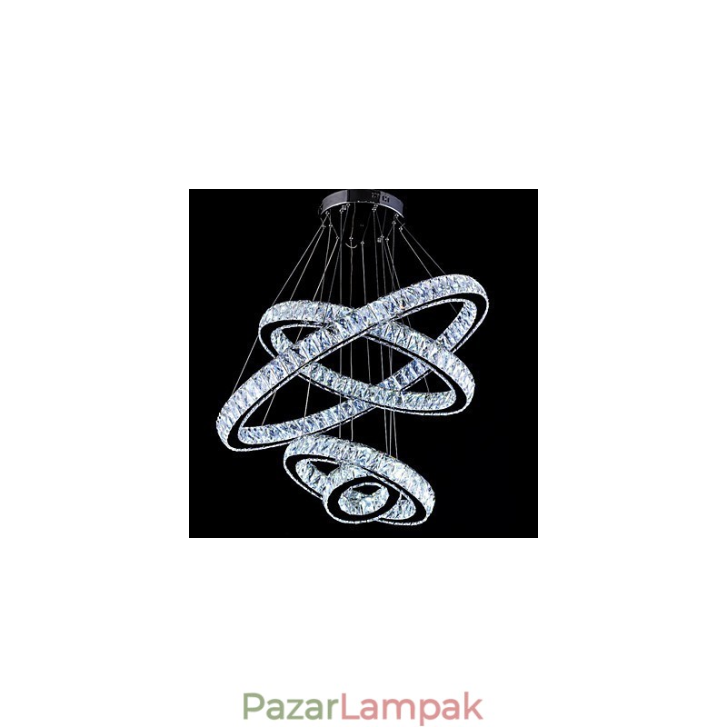 Kristály függesztett mennyezeti lámpa csillár világítótestek 4 gyűrűvel