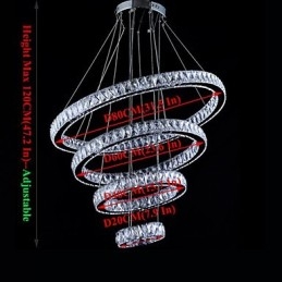 Kristály függesztett mennyezeti lámpa csillár világítótestek 4 gyűrűvel