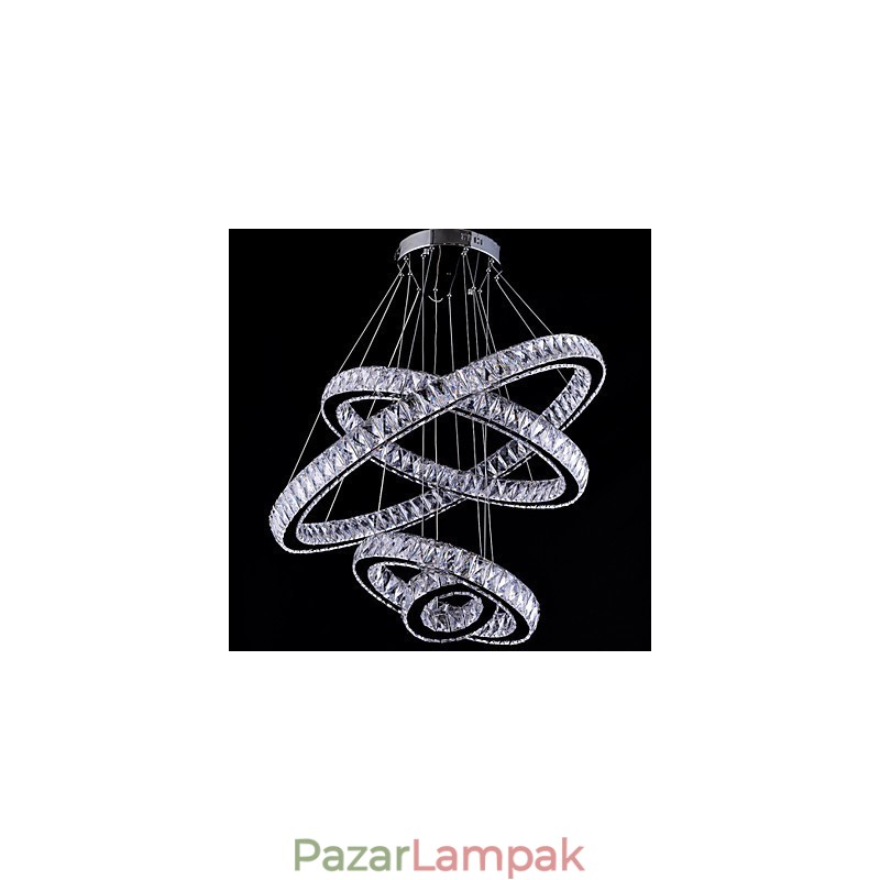 Kristály függesztett mennyezeti lámpa csillár világítótestek 4 gyűrűvel
