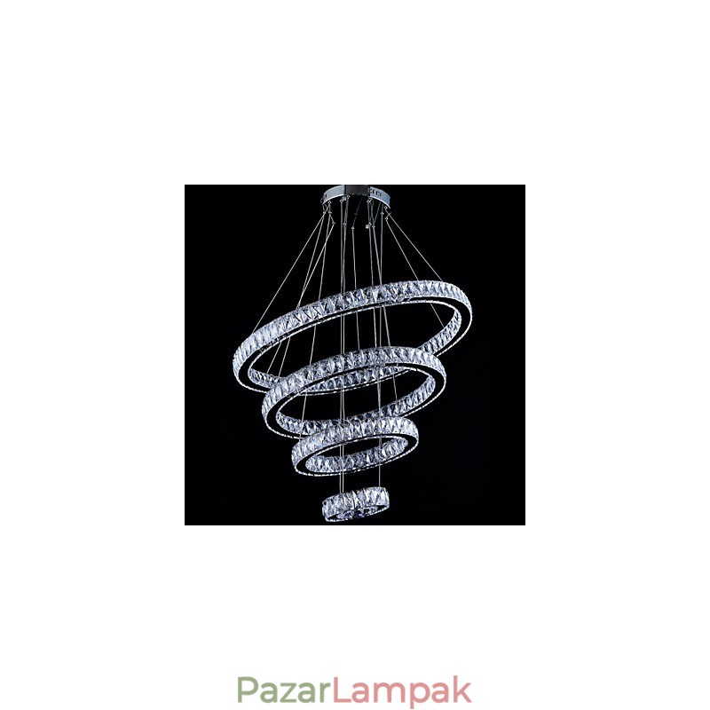 Kristály függesztett mennyezeti lámpa csillár világítótestek 4 gyűrűvel