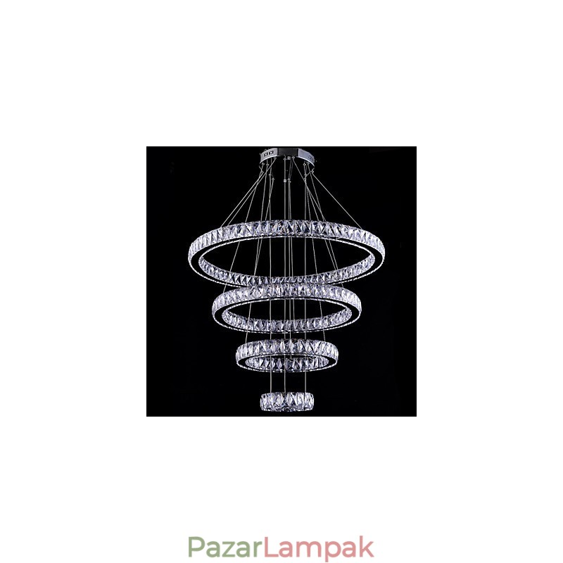 Kristály függesztett mennyezeti lámpa csillár világítótestek 4 gyűrűvel