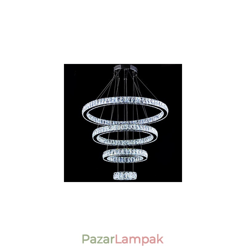 Kristály függesztett mennyezeti lámpa csillár világítótestek 4 gyűrűvel