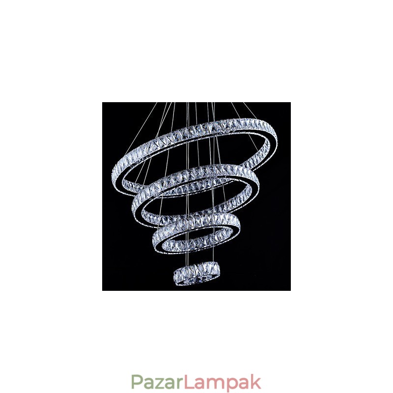 Kristály függesztett mennyezeti lámpa csillár világítótestek 4 gyűrűvel