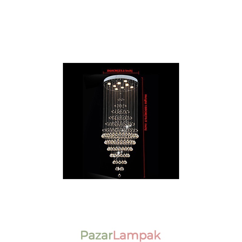 Modern kristálycsillár függő mennyezeti lámpatestek 8 izzóval H180CM