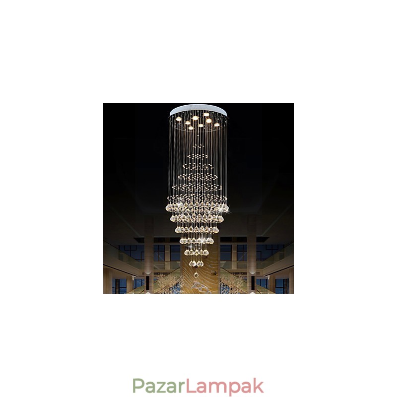 Modern kristálycsillár függő mennyezeti lámpatestek 8 izzóval H180CM