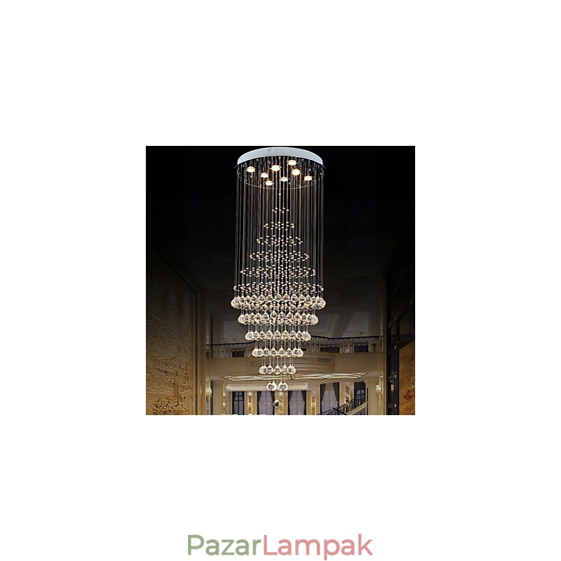 Modern kristálycsillár függő mennyezeti lámpatestek 8 izzóval H180CM