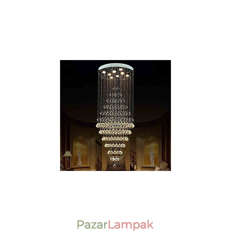Modern kristálycsillár függő mennyezeti lámpatestek 8 izzóval H180CM