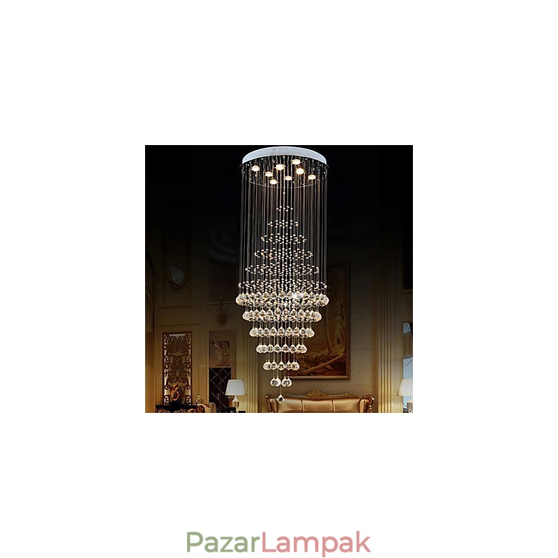 Modern kristálycsillár függő mennyezeti lámpatestek 8 izzóval H180CM