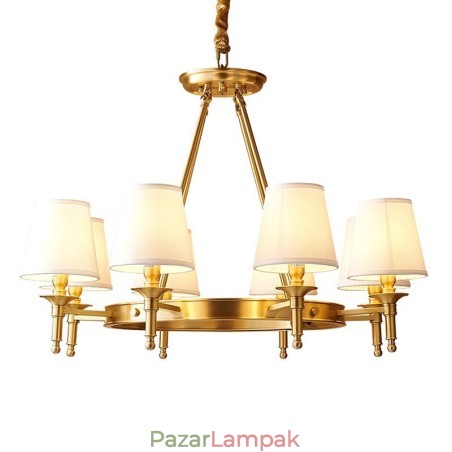 Tiszta sárgaréz, kerek csillár függeszték, hagyományos klasszikus Tiszta sárgaréz, kerek csillár függeszték, hagyományos klasszikus