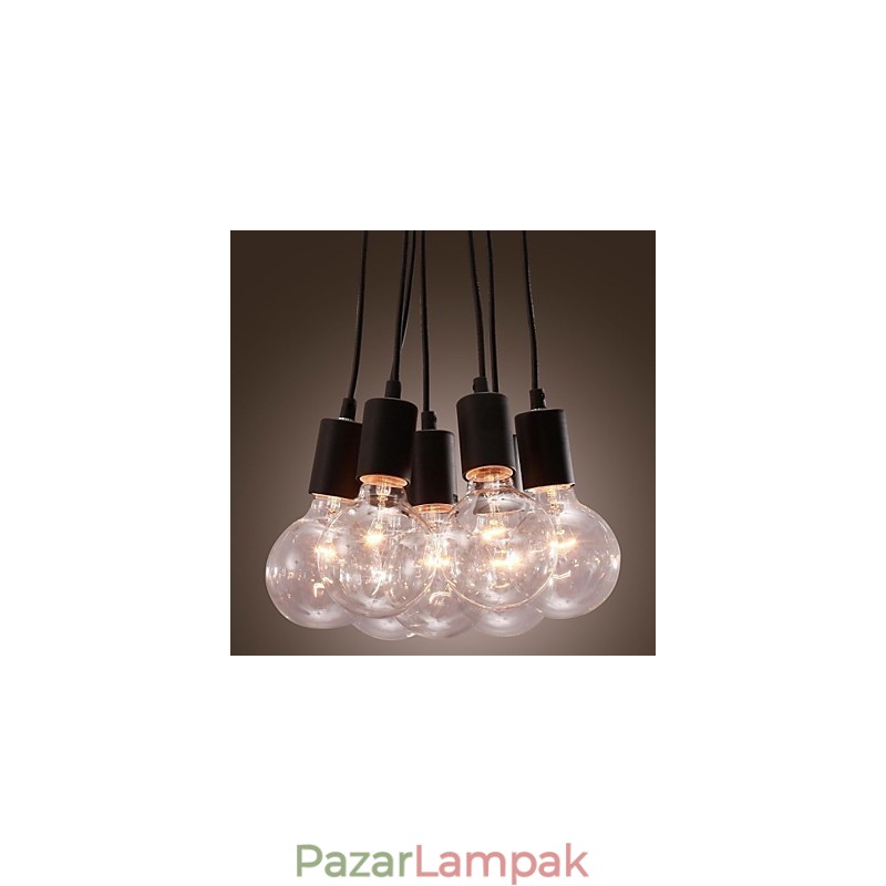 Modern otthon 7 fejes Edison izzólámpa loft üveggolyós függőlámpa